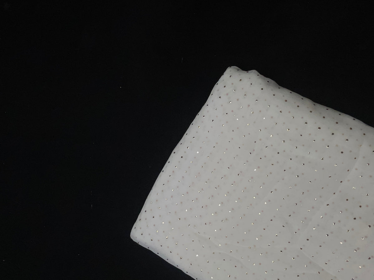 White Dyeable With Gold Mukaish Georgette Fabric KTEX
