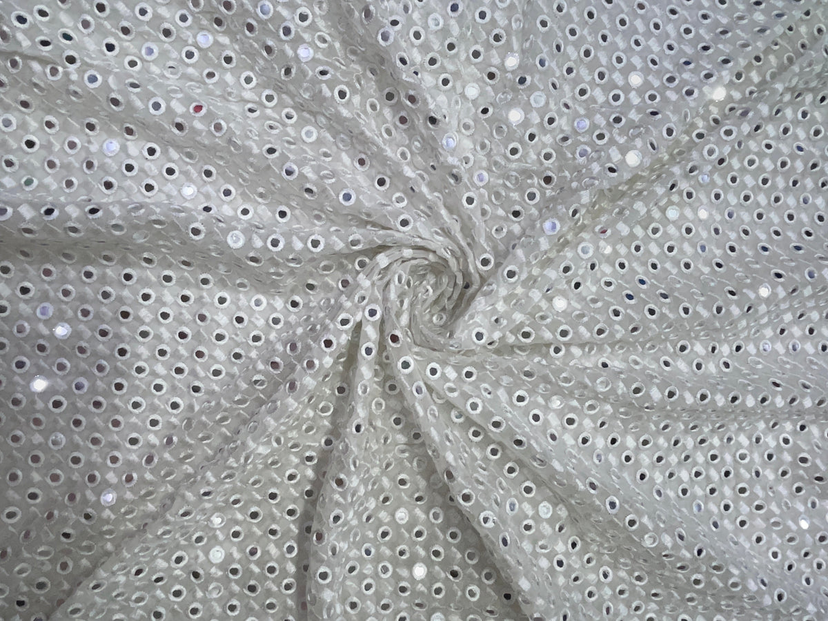White Dyeable Georgette Mirror Fabric KTEX