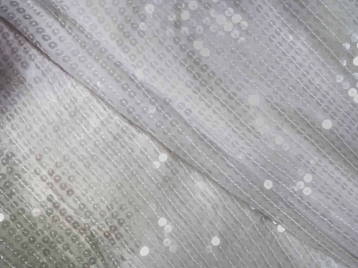 White Dyeable Georgette Water Sequins 7Mm Fabric KTEX