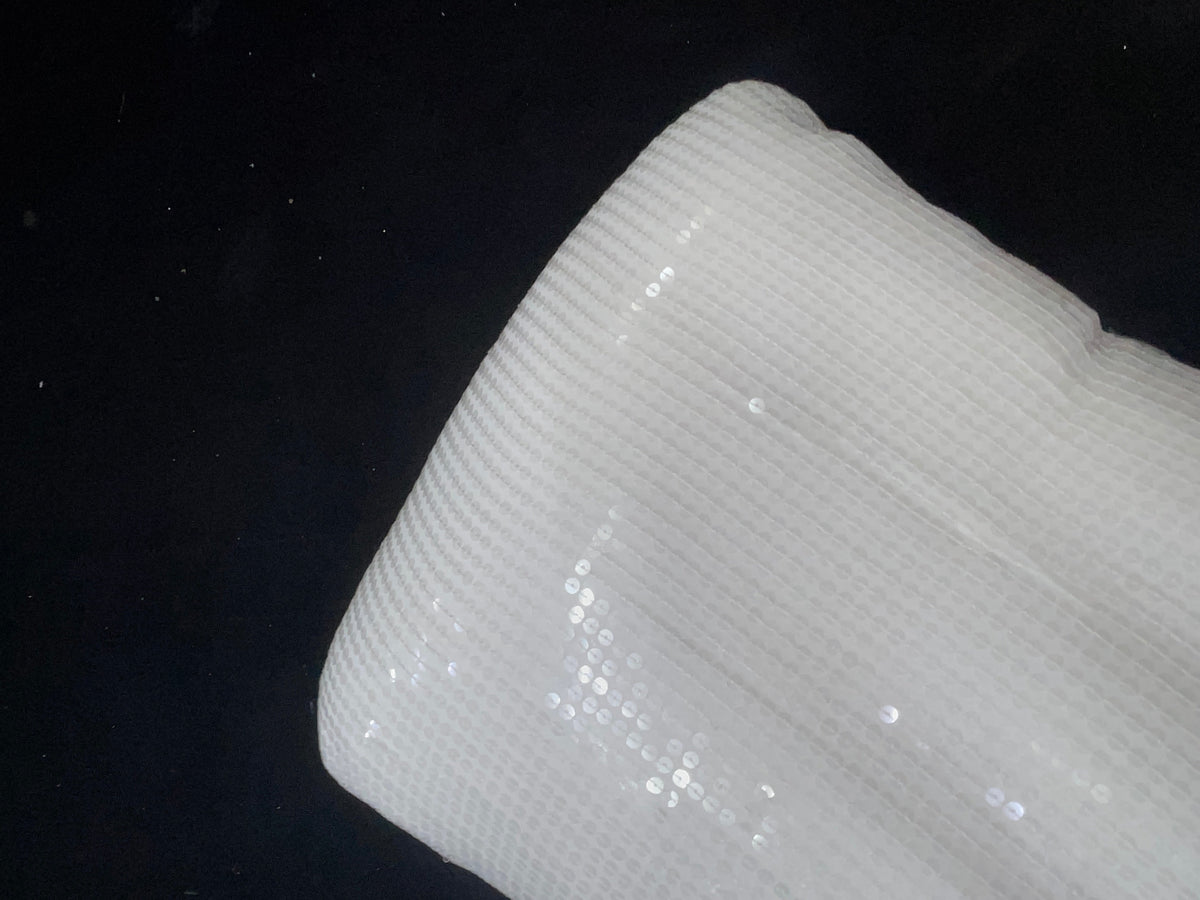 White Dyeable Georgette Water Sequins 7Mm Fabric KTEX