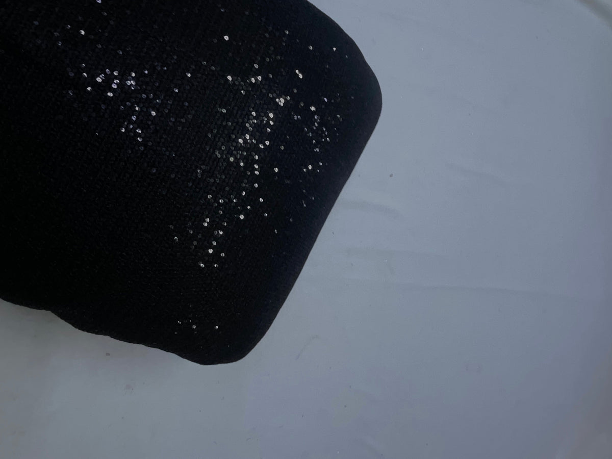 Black Designer Sequence Embroiderd Net Fabric KTEX