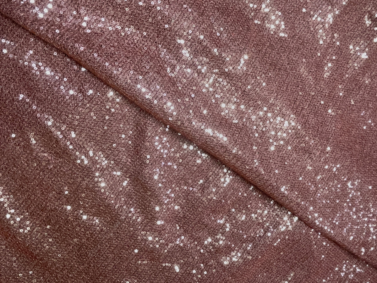 Peach Designer Sequence Embroiderd Net Fabric KTEX