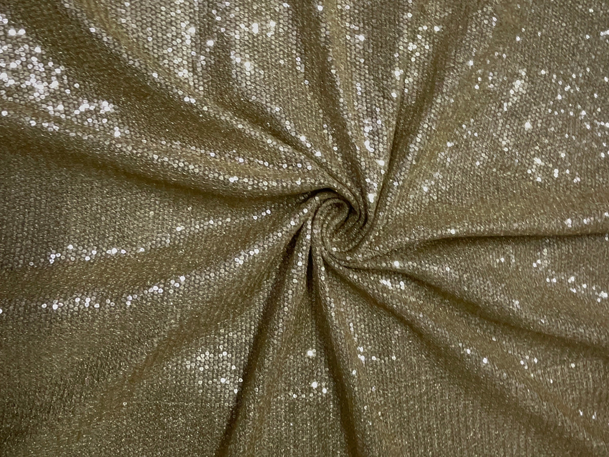 Light Gold Designer Sequence Embroiderd Net Fabric KTEX