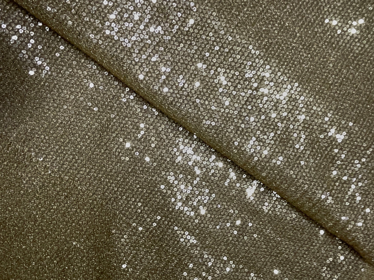 Light Gold Designer Sequence Embroiderd Net Fabric KTEX