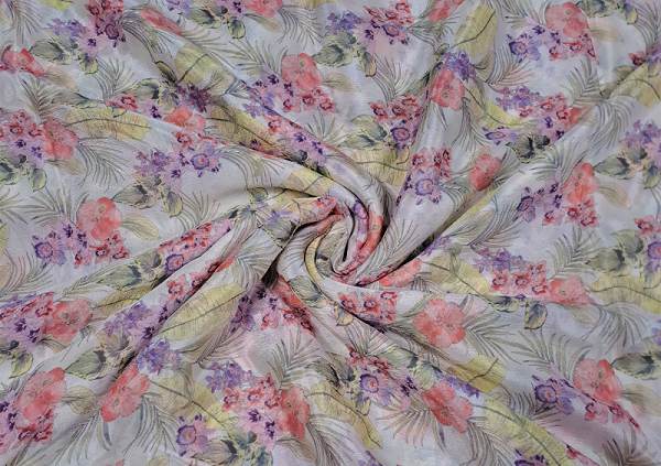 Multicolour Floral Printed Chiffon Fabric