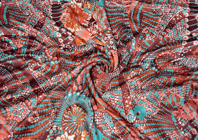 Multicolour Floral Printed Satin Fabric