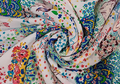 Multicolor Floral Printed Pure Crepe Fabric