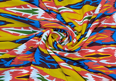 Multicolour Abstract Printed Pure Crepe Fabric