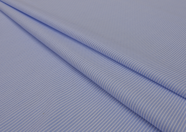 Cotton White Aqua Blue Textured Stripes