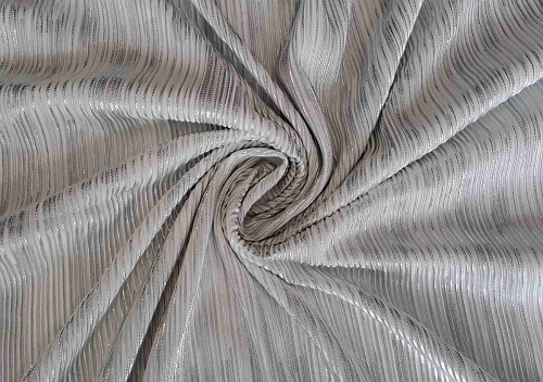 White & Silver Plain Peated Polyester Fabric