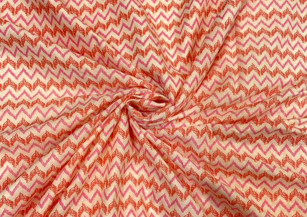 Multicolor Chevron Printed Cotton Cambric Fabric