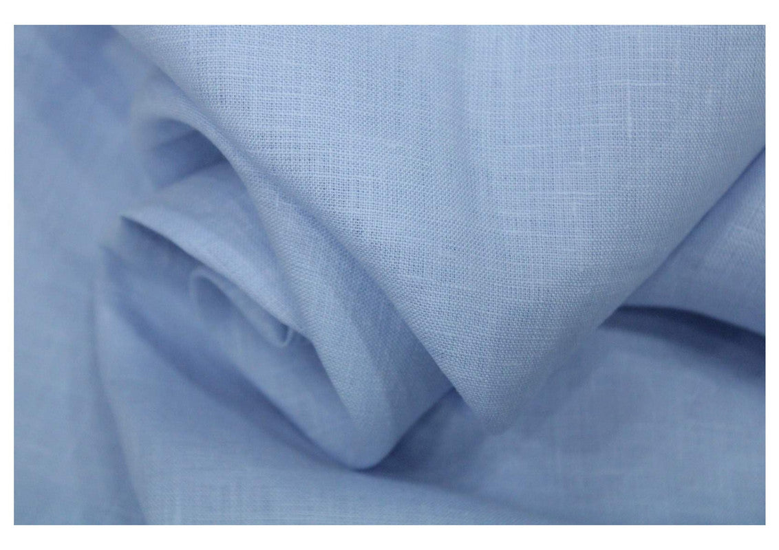 Iced Blue Plain Pure Linen Fabric - 60 Lea