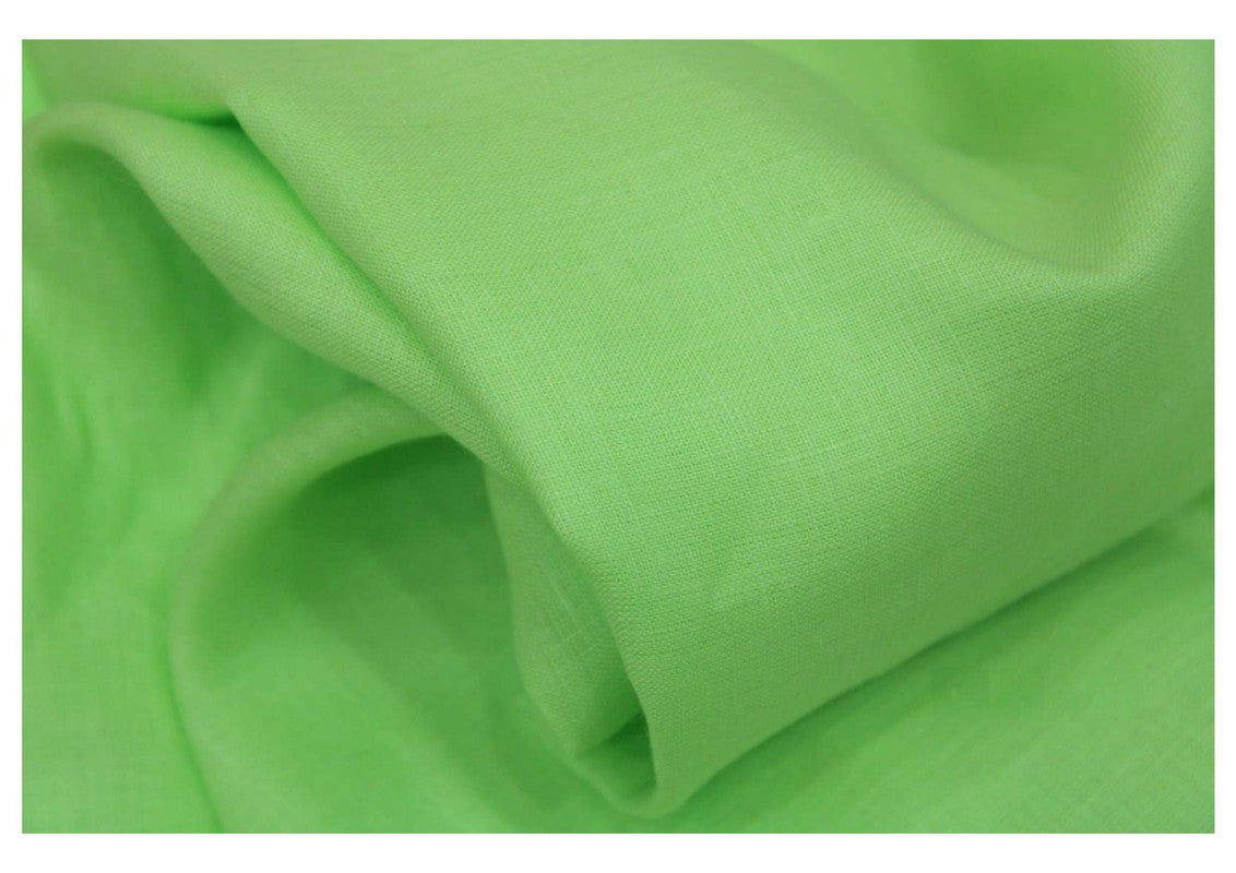 Spring Green Plain Pure Linen Fabric - 60 Lea