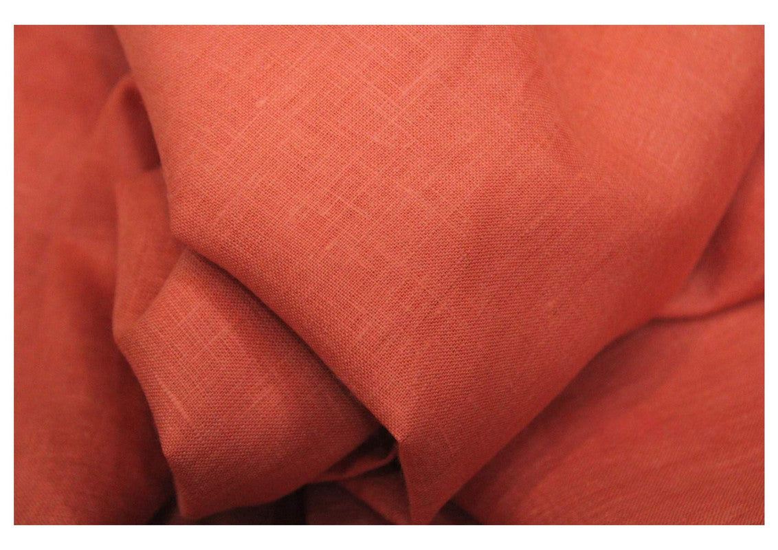 Rust Orange Plain Pure Linen Fabric - 60 Lea