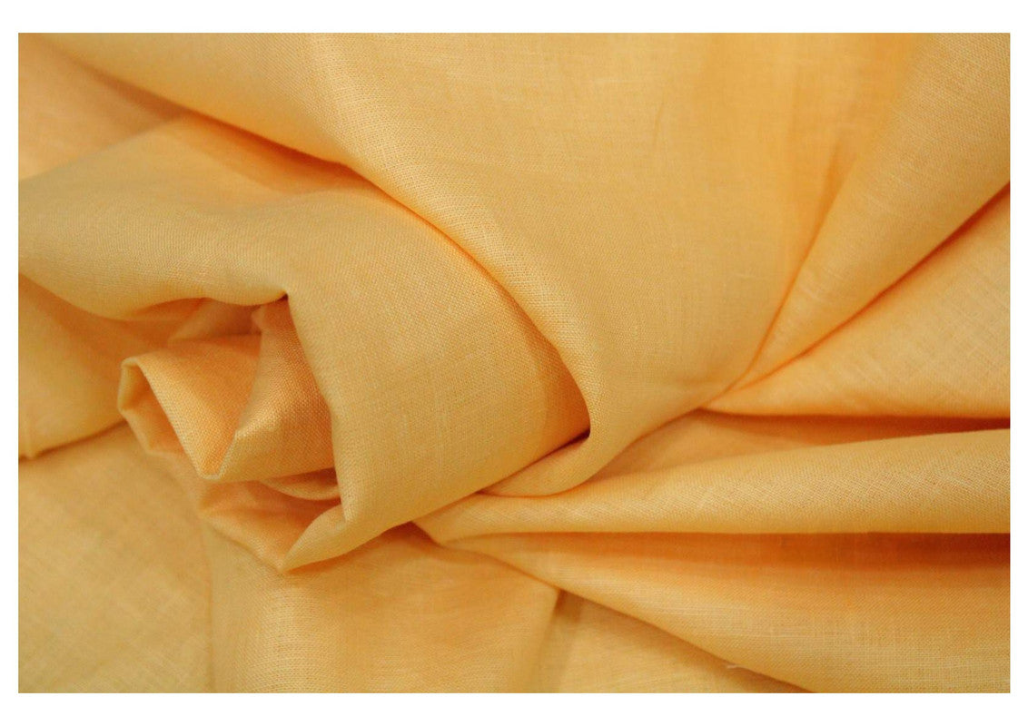 Musturd Yellow Plain Pure Linen Fabric - 60 Lea