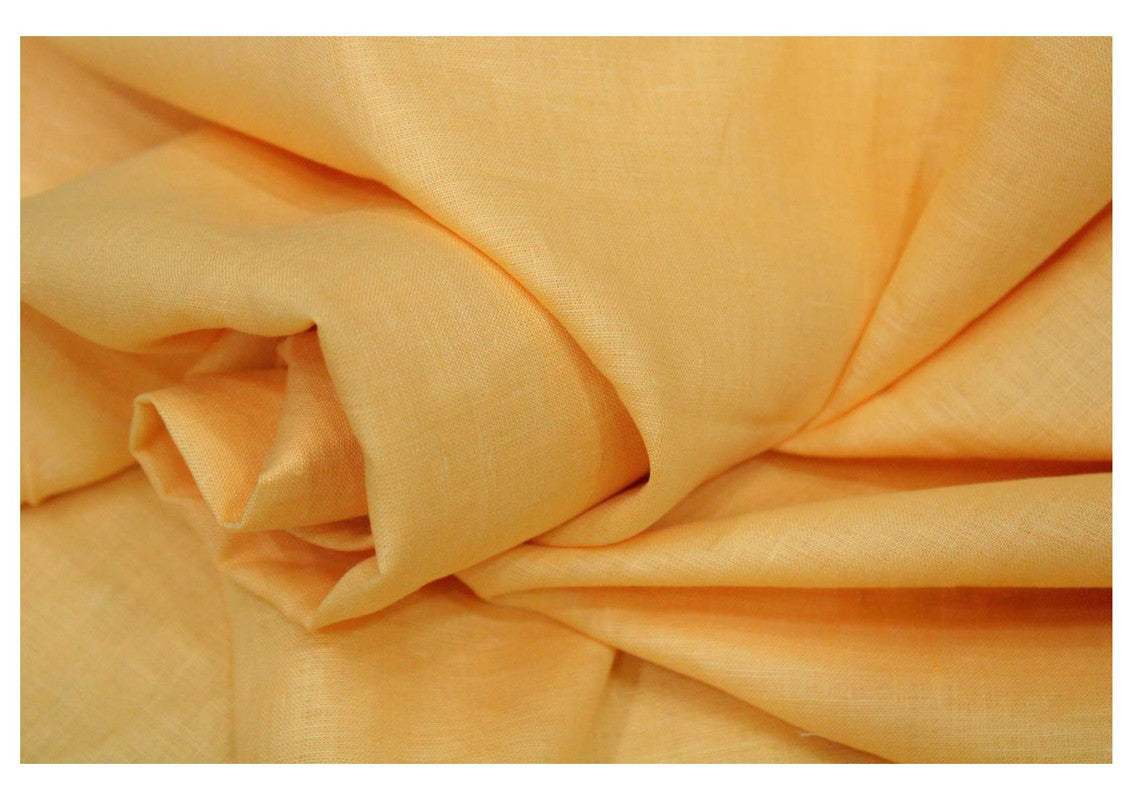 Yellow Plain Pure Linen Shirting Fabric - 60 Lea