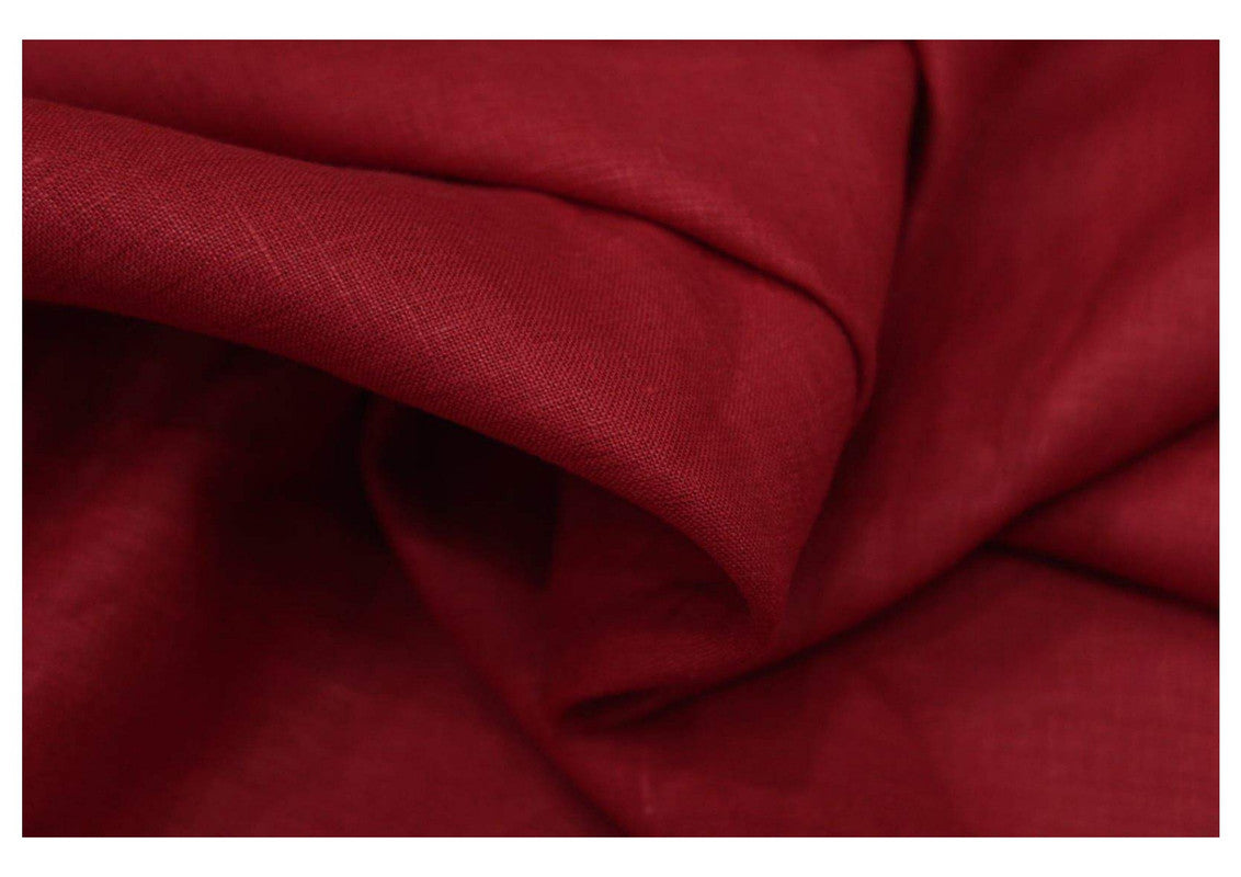 Blood Red Plain Pure Linen Fabric - 60 Lea