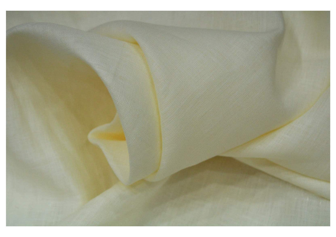 Light Yellow Plain Pure Linen Fabric - 60 Lea