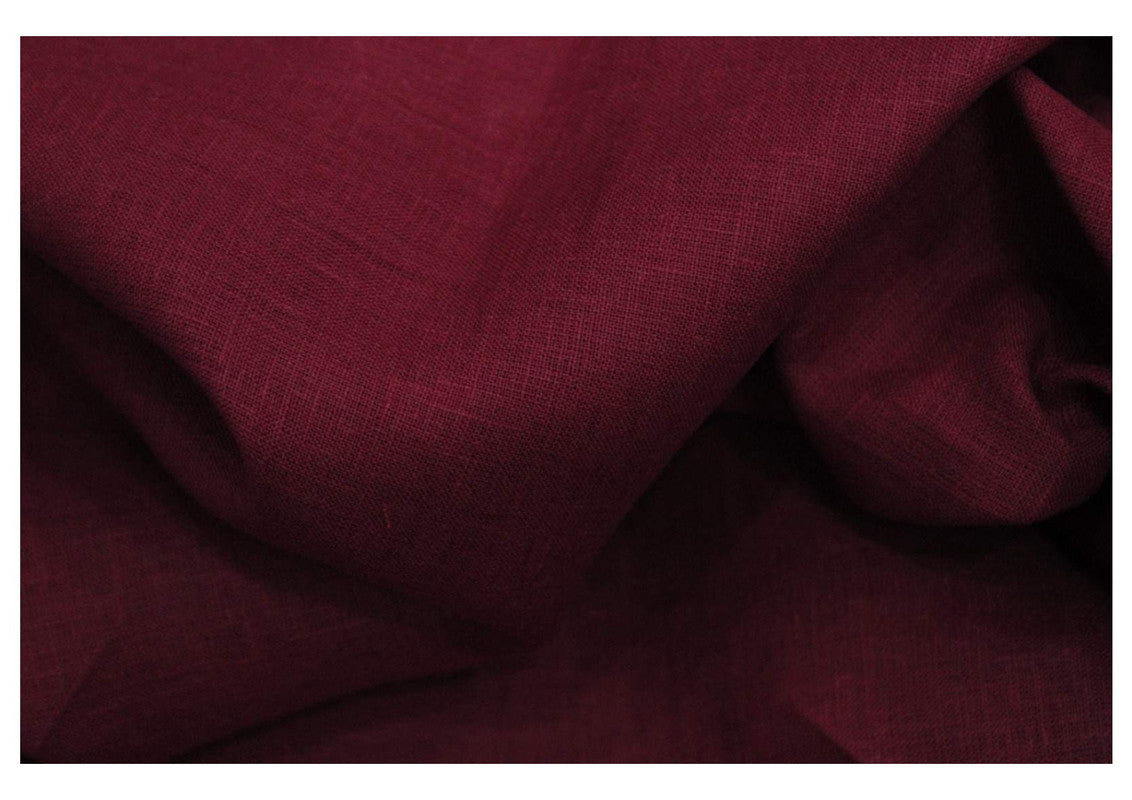 Blush Maroon Plain Pure Linen Fabric - 60 Lea