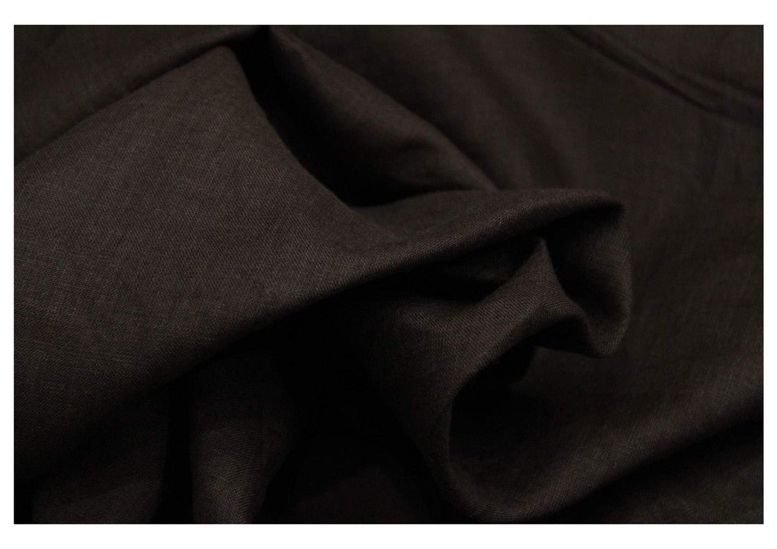 Dark Brown Plain Pure Linen Fabric - 60 Lea