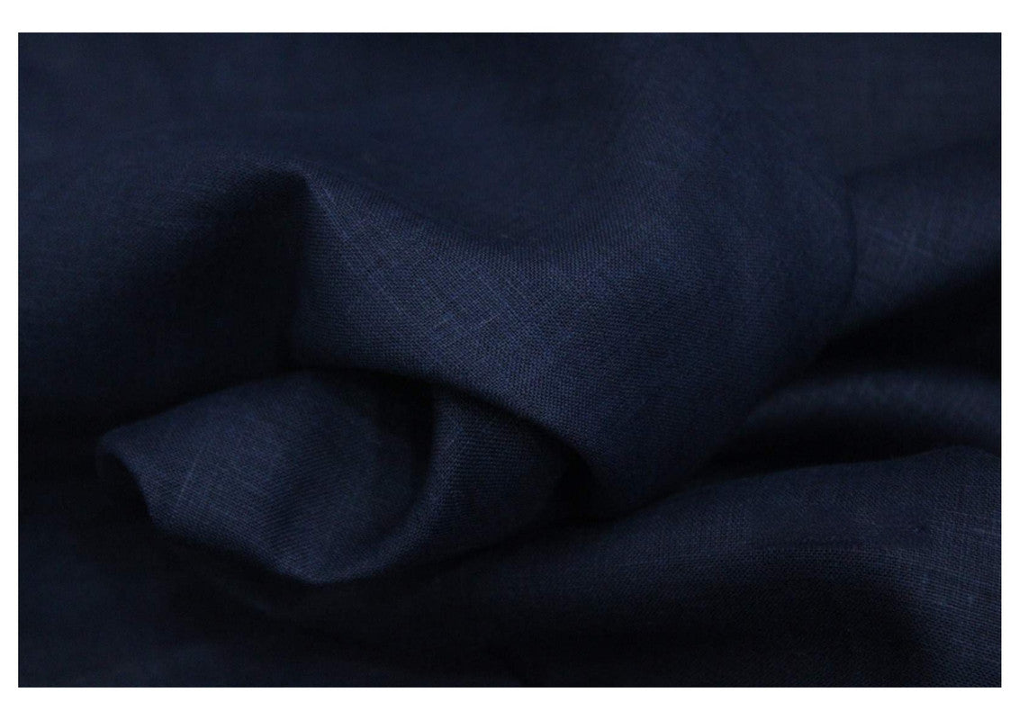 Navy Blue Plain Pure Linen Fabric - 60 Lea