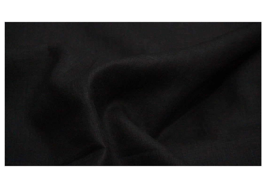 Charcoal Black Plain Pure Linen Fabric - 60 Lea