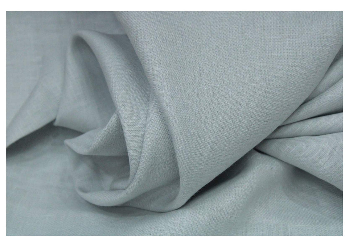 Cloud Gray Plain Pure Linen Fabric - 60 Lea