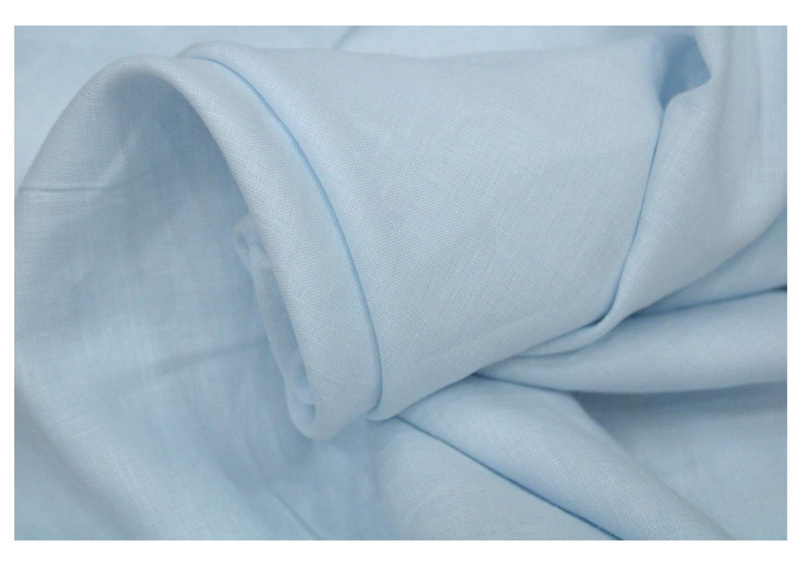 Pastel Blue Plain Pure Linen Fabric - 60 Lea