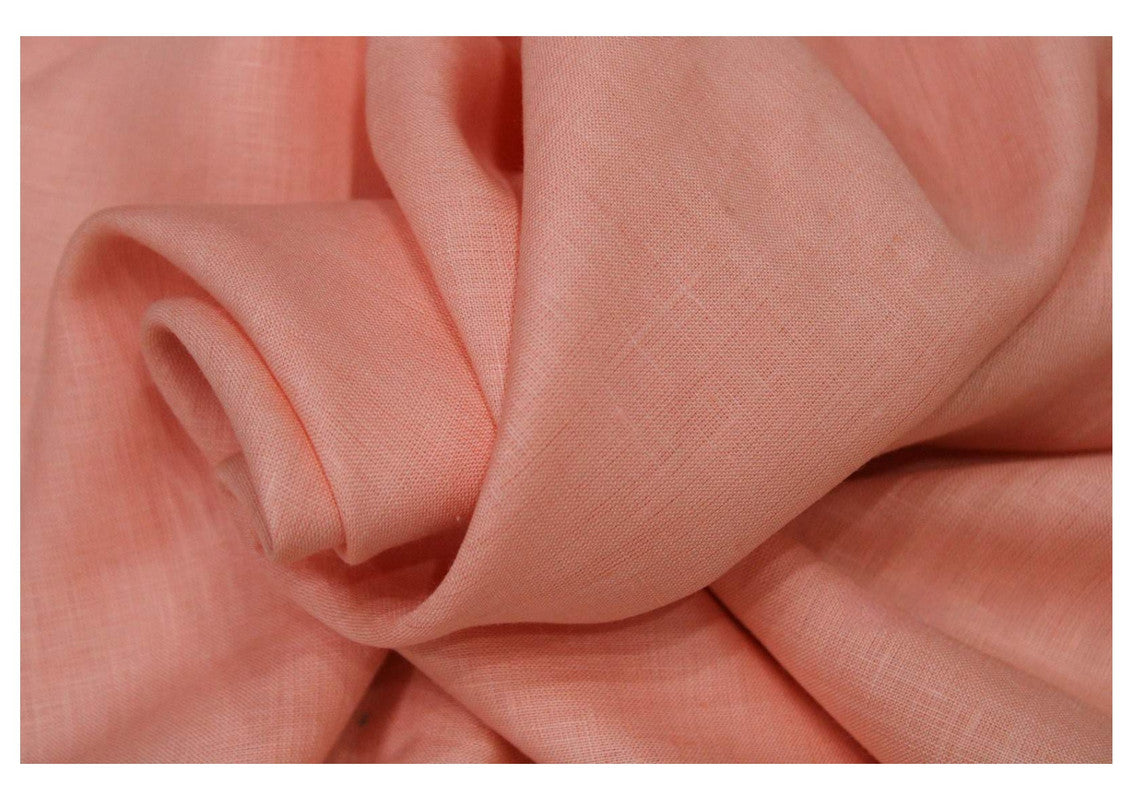 Dark Peach Plain Pure Linen Fabric - 60 Lea