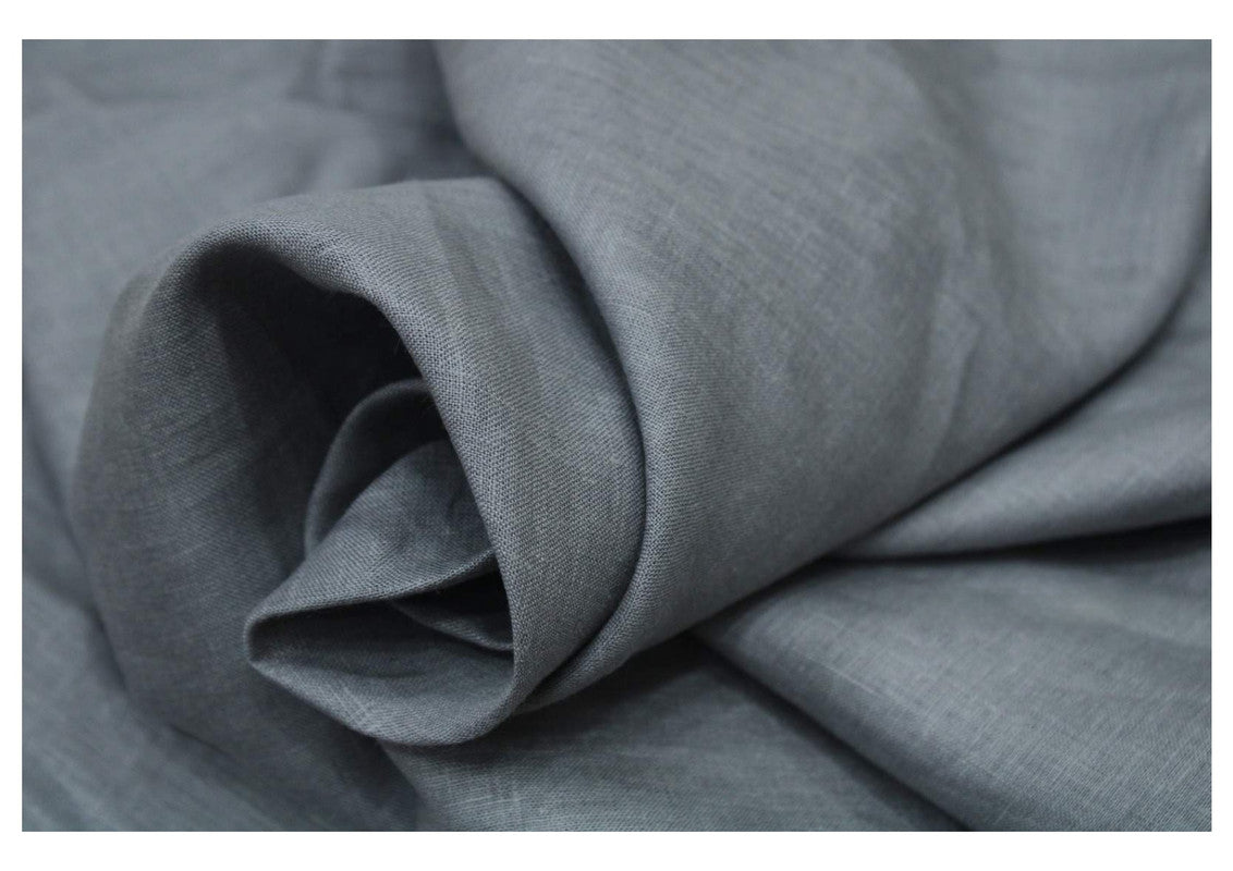 Dark Gray Plain Pure Linen Fabric - 60 Lea