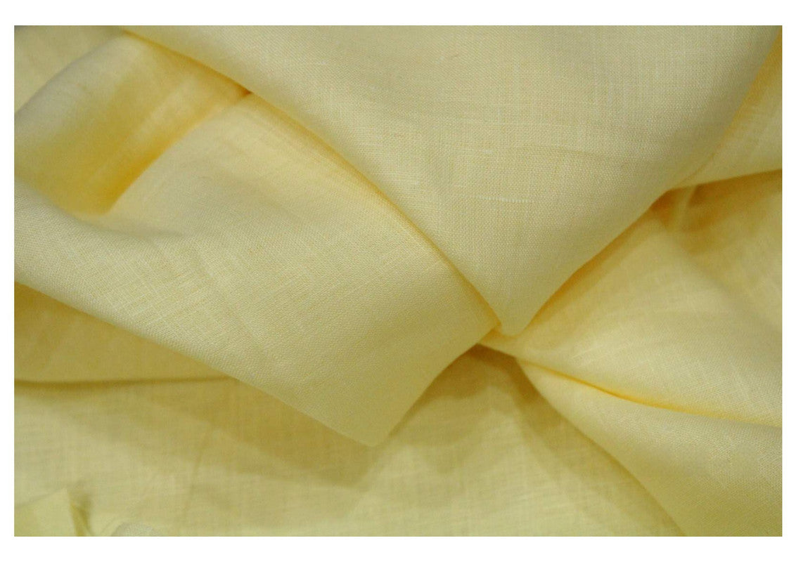 Lemon Yellow Plain Pure Linen Fabric - 60 Lea