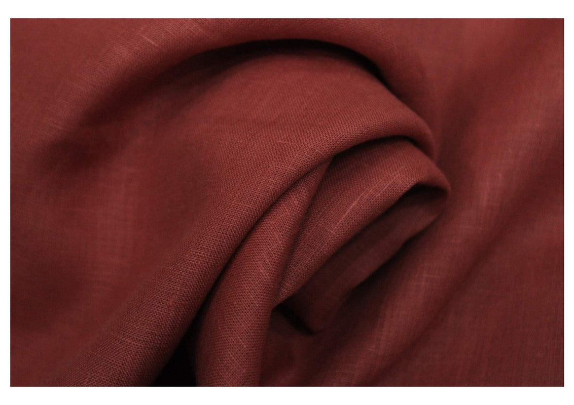 Rust Red Plain Pure Linen Fabric - 60 Lea