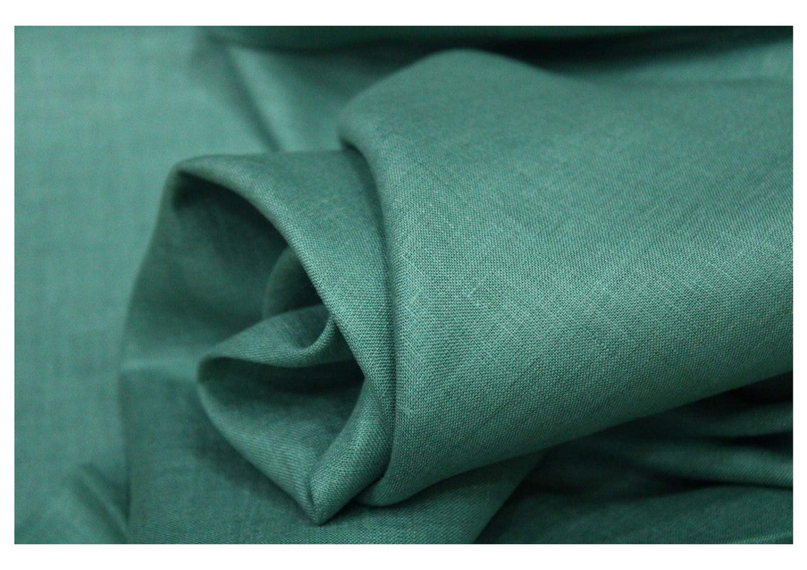 Emerald Green Plain Pure Linen Fabric - 60 Lea