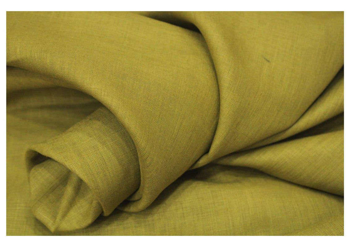 Mehndi Green Plain Pure Linen Fabric - 60 Lea