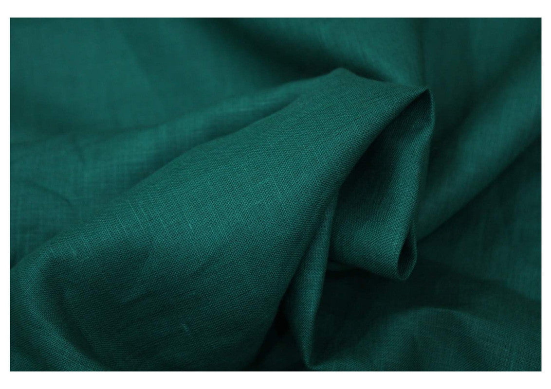 Forest Green Plain Pure Linen Fabric - 60 Lea