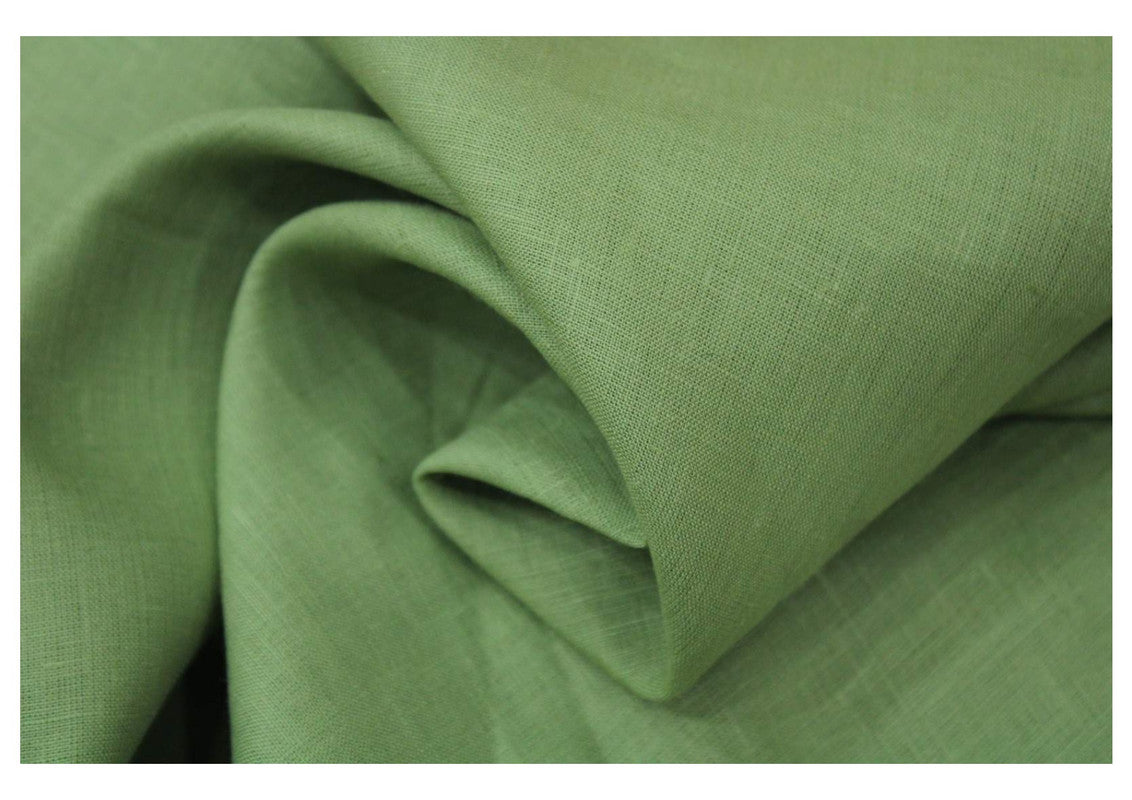 Pista Green Plain Pure Linen Fabric - 60 Lea