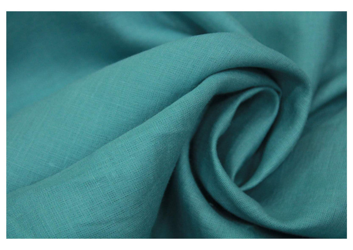 Teal Green Plain Pure Linen Fabric - 60 Lea