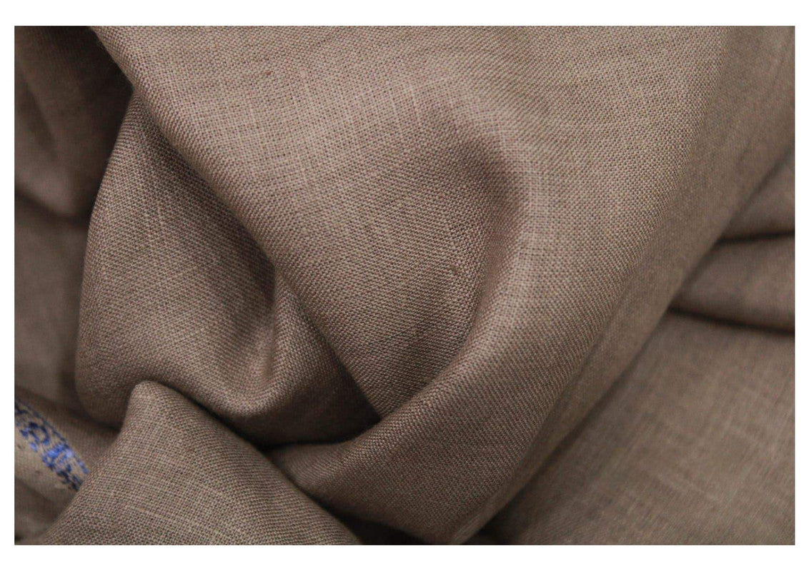 Natural Brown Plain Pure Linen Fabric - 60 Lea