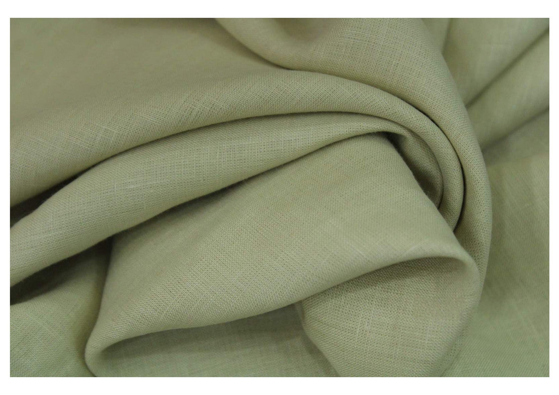 Light Pista Green Plain Pure Linen Fabric - 60 Lea