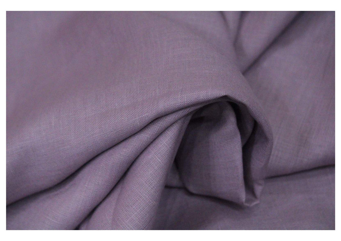 Dark Lavender Plain Pure Linen Fabric - 60 Lea