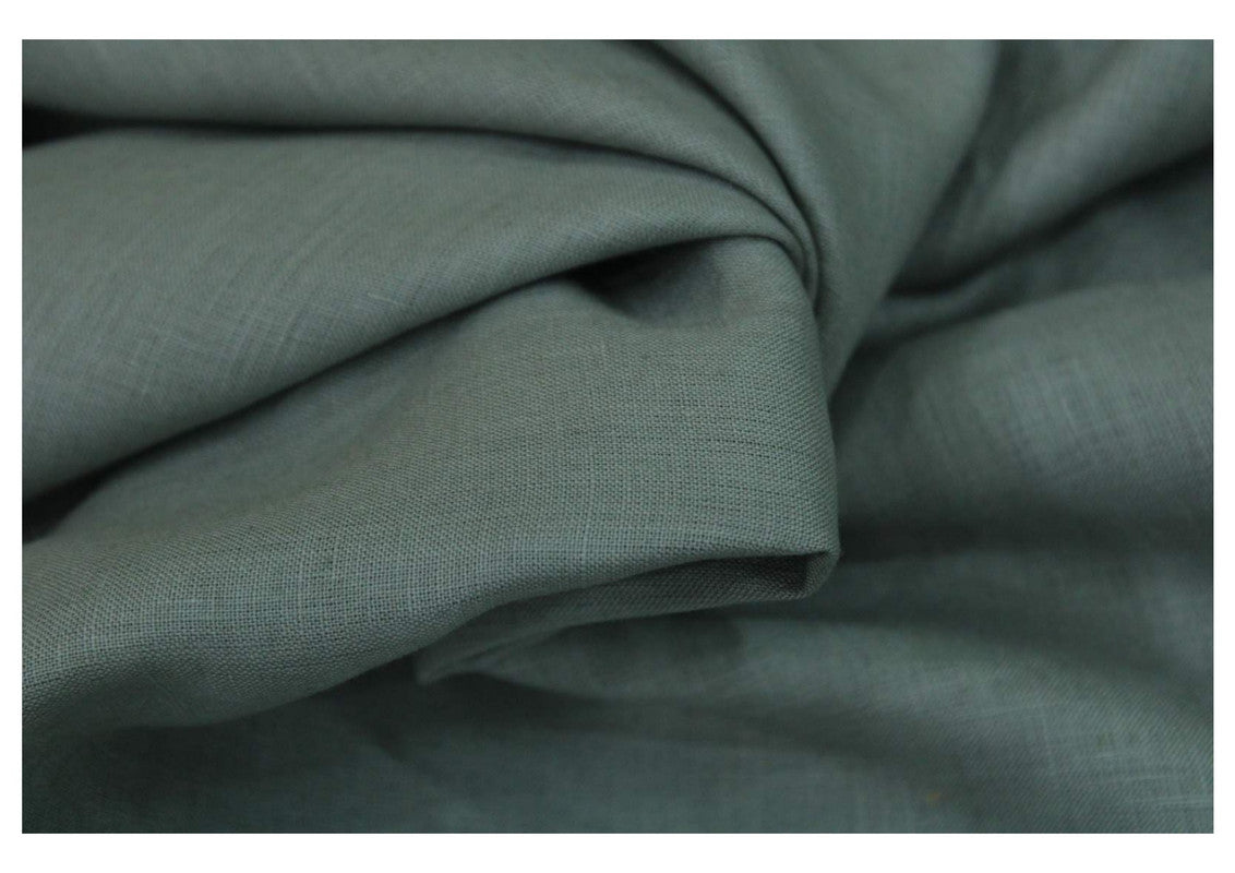 Light Olive Green Plain Pure Linen Fabric - 60 Lea