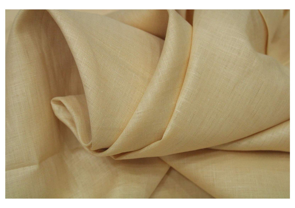 Light Musturd Plain Pure Linen Fabric - 60 Lea