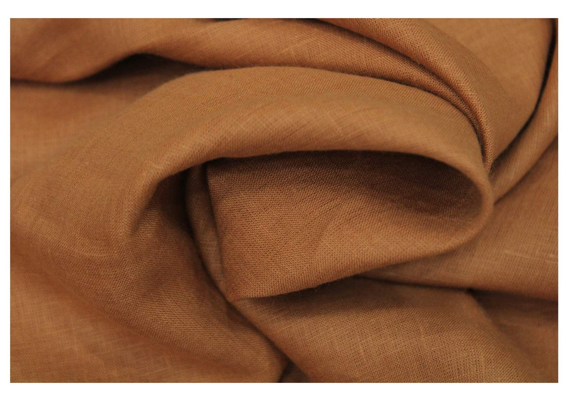 Dark Musturd Plain Pure Linen Fabric - 60 Lea