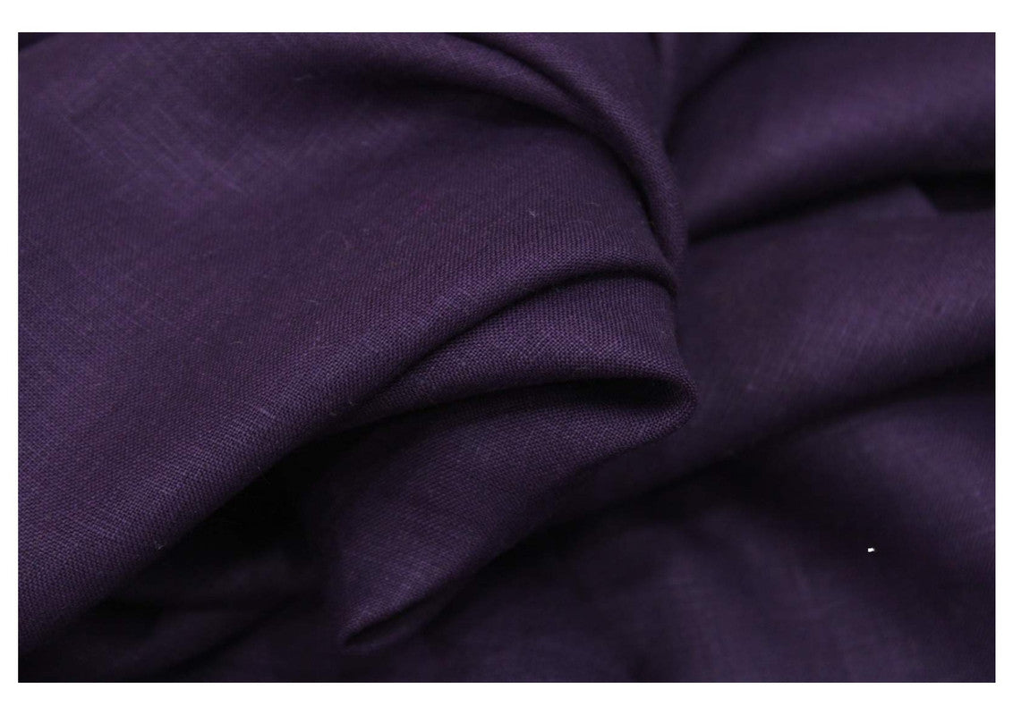 Dark Purple Plain Pure Linen Fabric - 60 Lea