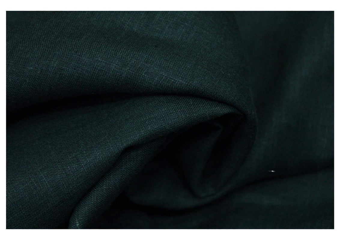 Dark Green Plain Pure Linen Fabric - 60 Lea