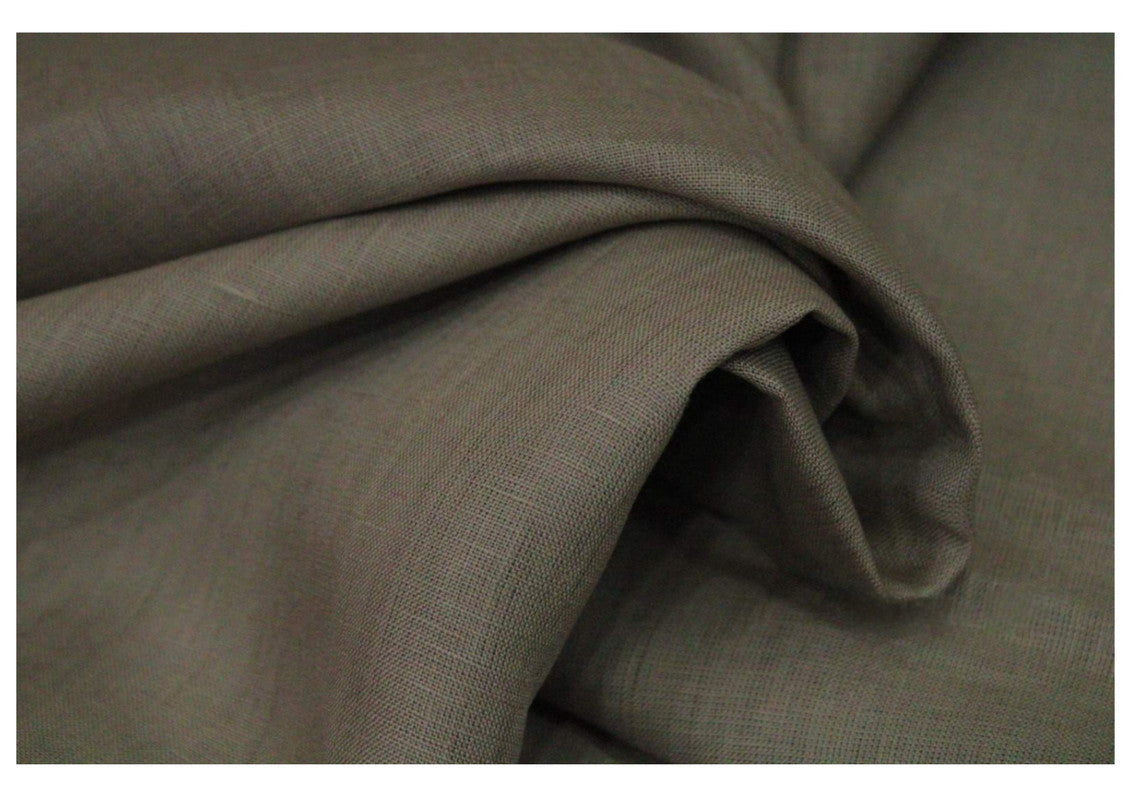 Dull Brown Plain Pure Linen Fabric - 60 Lea