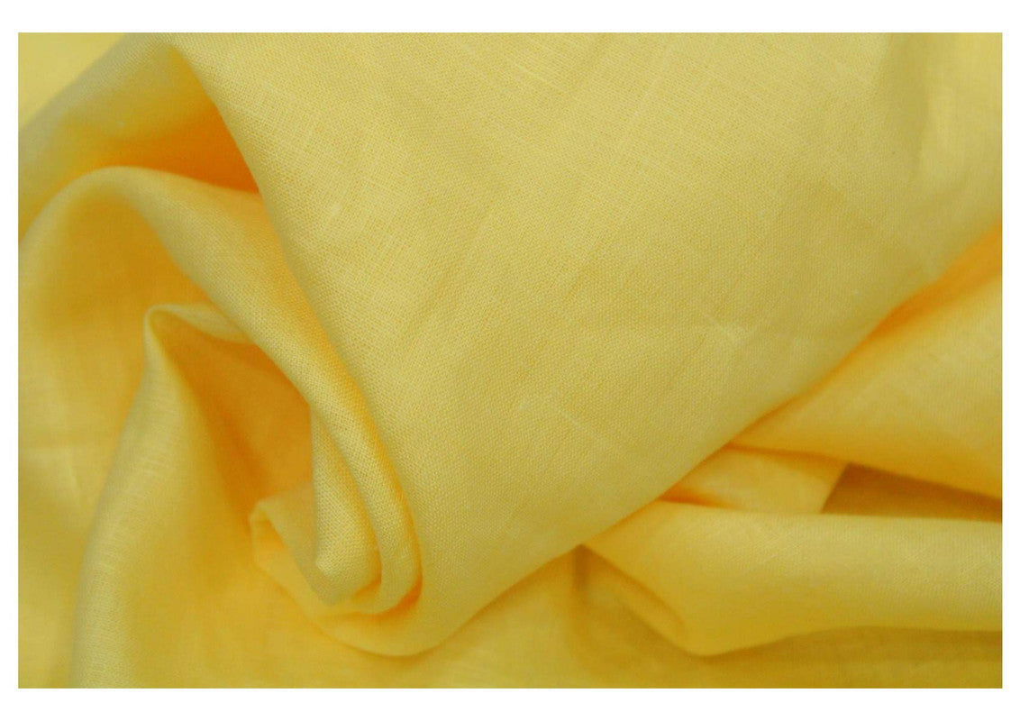 Bright Yellow Plain Pure Linen Fabric - 60 Lea