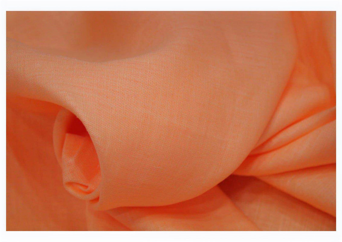 Light Peach Plain Pure Linen Fabric - 60 Lea