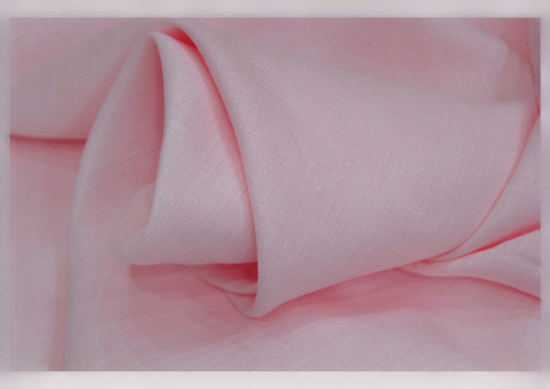 Pastel Pink Plain Pure Linen Fabric - 60 Lea