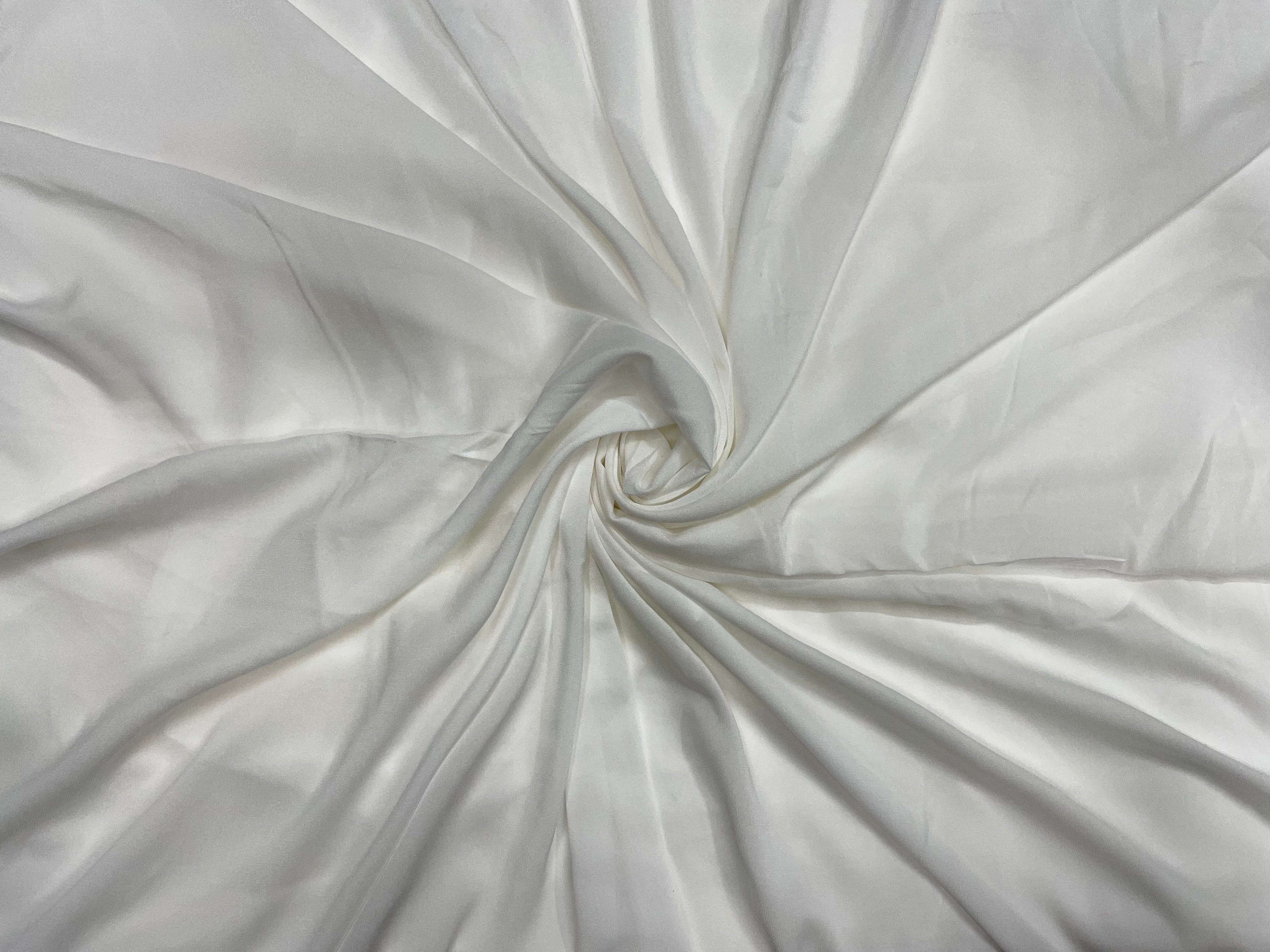 KSJ - White Plain Rasgulla Crepe Fabric (Per Meter - 47)